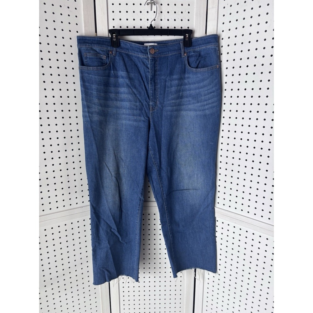 LOFT Curvy High‎ Rise Boyfriend Jeans Raw Hem Women's 16 Cotton Stretch